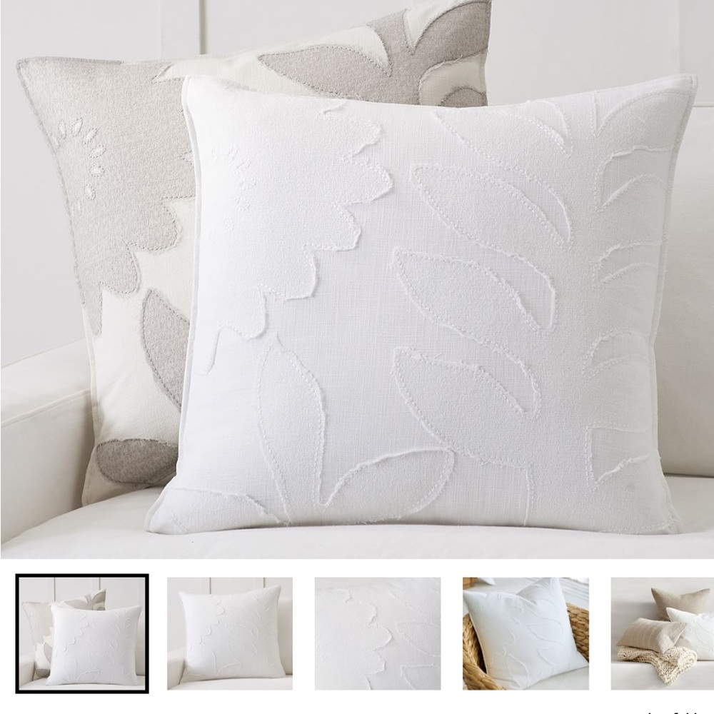 Pottery Barn White Floral Pillow